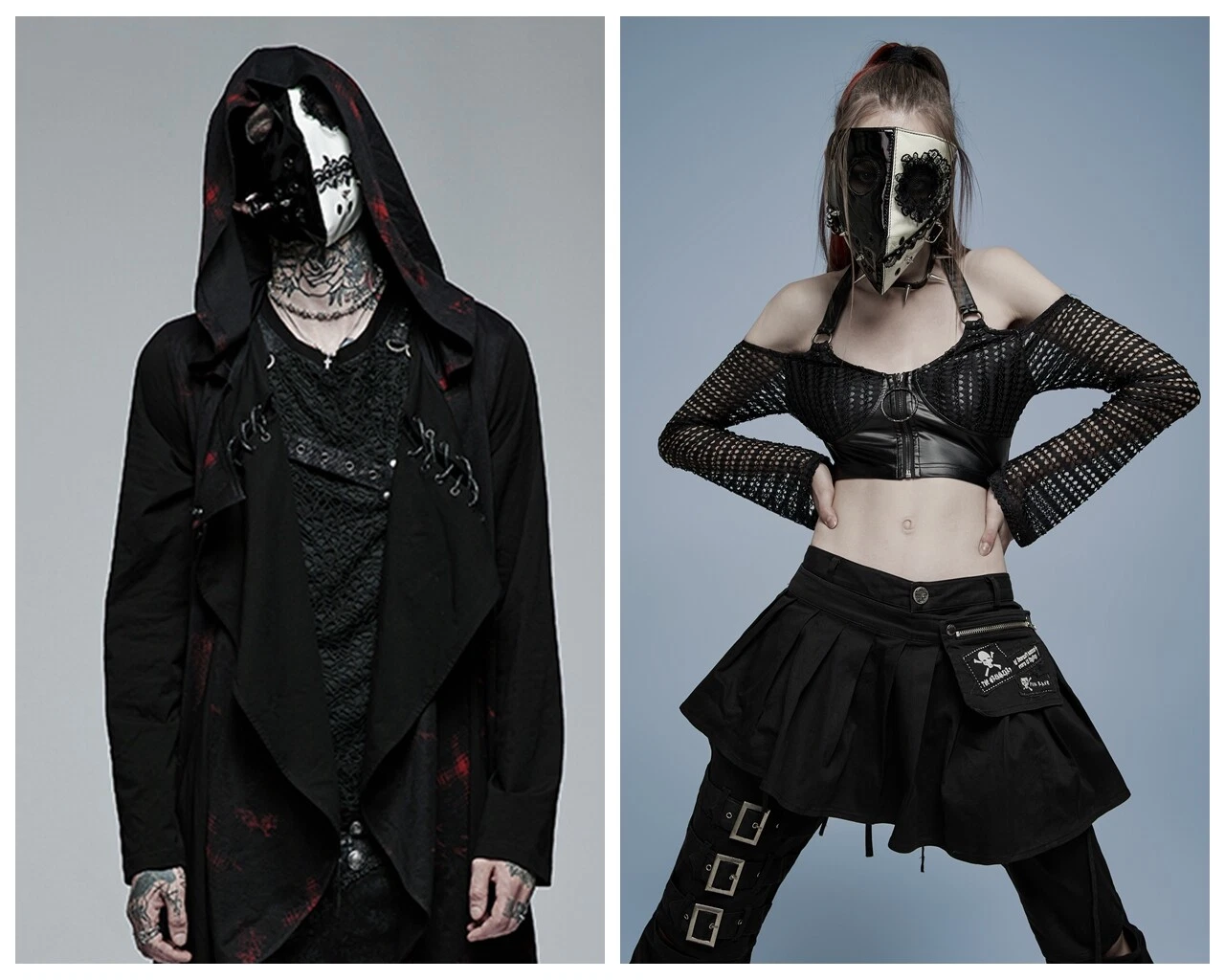 Punk Rave Steampunk Cosplay Lace Rivet Decoration Mask Elastic Adjustable Mask