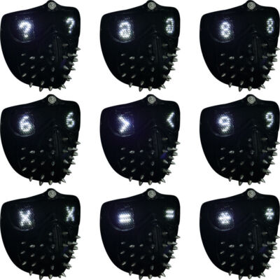 Cosplay Marcus Wrench Rivet Led Face Mask 25 Kinds Expressions Mask Props