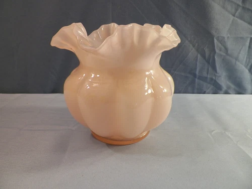 Fenton Pink Overlay Glass Large Melon Rose Bowl Vase INV2