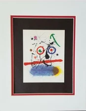 Joan Miro "The Pit Sawyer"  Matted offset Color Lithograph Limited ed 1972