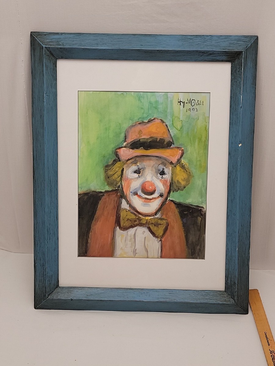 Colorful Clown Watercolor Painting by Hy Vogel 1900-2001