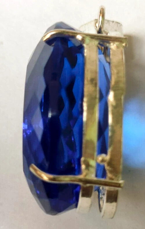 Grand pendentif en argent sterling 925 tanzanite bleue coupe ovale 98 ct cade... - Photo 2/4