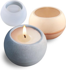 round Concrete Candle Jar Mold Silicone Epoxy Resin Mold Trinket Box Container S