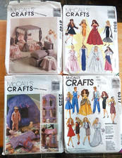 Lot of 4 McCall's Crafts 11.5" doll clothes accessories patterns