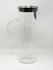 Cedilis 50 Oz Filtered Glass Pitcher with Stainless Lid & Handle 10.5'' Carafe
