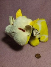Vintage 8" Eden MUSICAL WHITE YELLOW COW HEAD MOVES EEIEEIOO plush stuffed