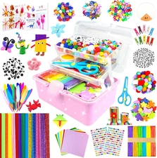 3000 Arts and Crafts Supplies for Kids Craft Kit Craft Box with Pipe Cleaners Ar