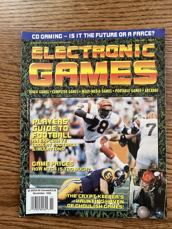 Electronic Games Magazine Nov. 1992 Players Guide To Football Issue 2