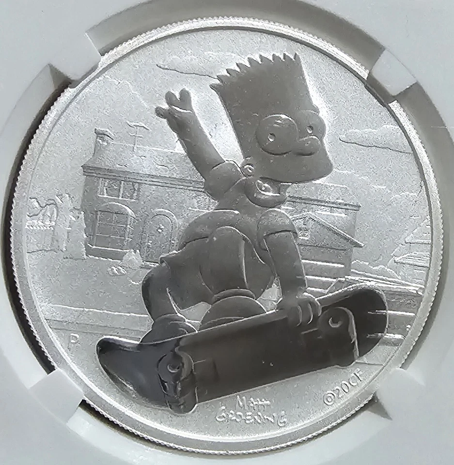 Monedas De Plata De Los Simpsons / Bart / La Familia / Marge & Maggie, NGC MS70 - Imagen 2 de 4