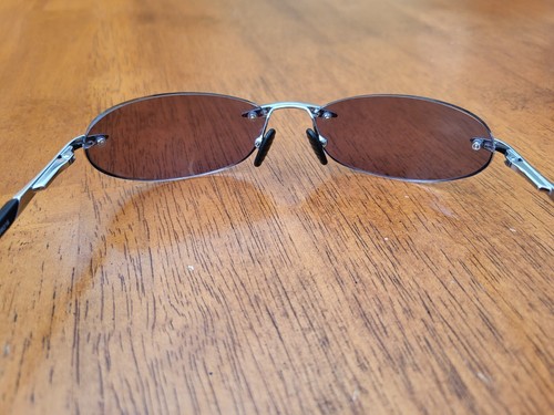 LOOK! Columbia City Vista 1001 Sunglasses Rimless Frames, Silver&Blk, Case NICE! - Picture 5 of 17