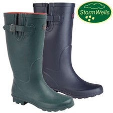 Stormwells Ladies V Gusset Stylish Wide Leg Wellington Boots Wellies Festival Sz