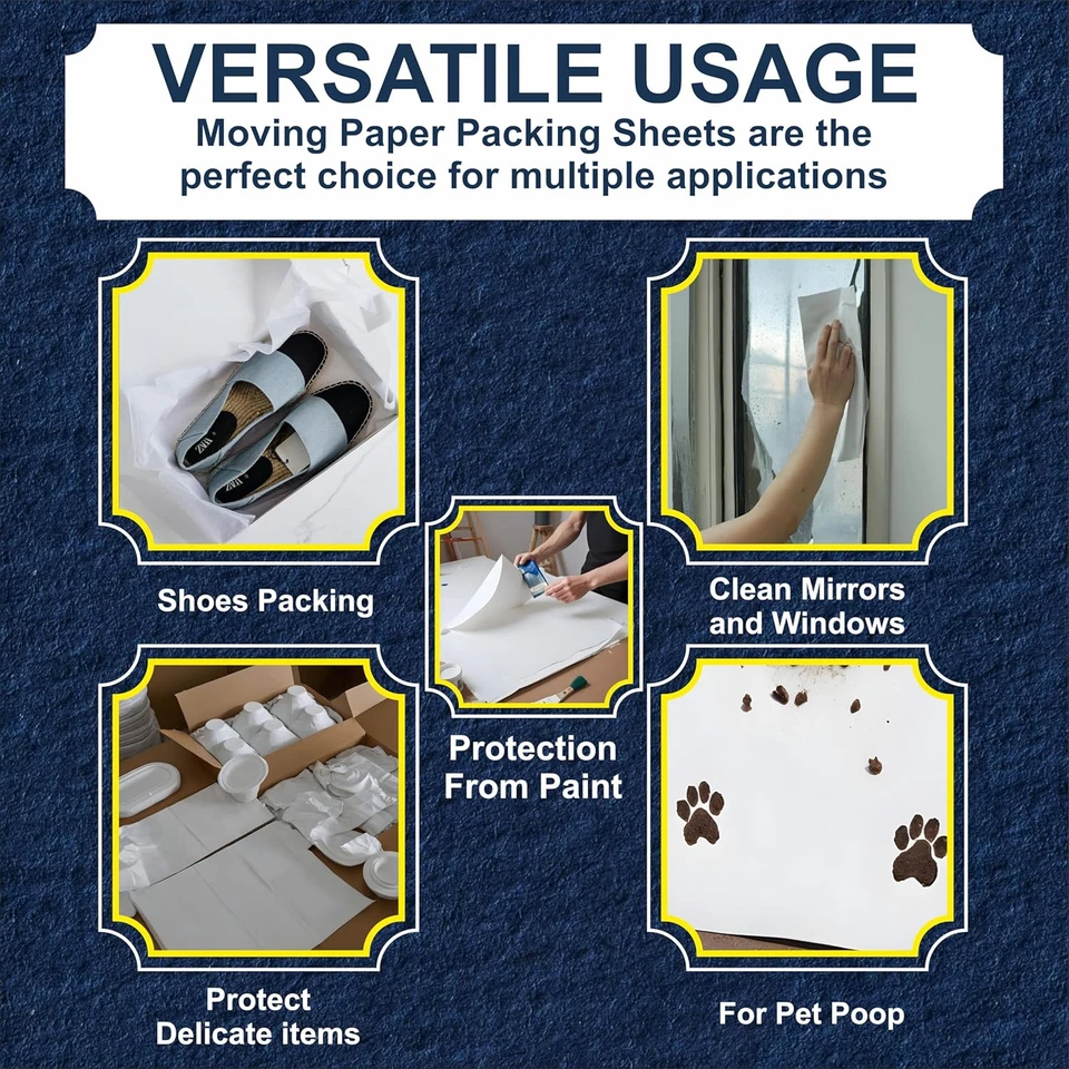 White Packing Paper Sheets for Moving 320 Sheets 27"X17" |10Lb Newsprint - Image 2 of 4