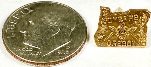 Antique Mason's Lapel Pin "50 Years" Honor in Oregon 1909 Gold Filled Pin Grip - Picture 2 of 8