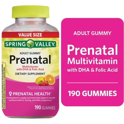 Spring Valley Prenatal Multivitamin Gummies with DHA and Folic Acid, 190 Count