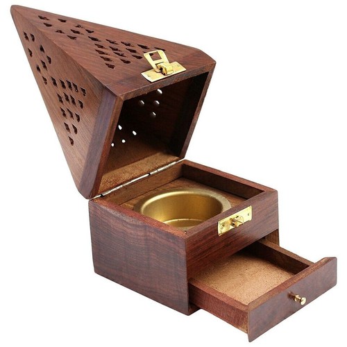 Supporto bastone incenso in legno fatto a mano e supporto Dhoop Batti per aroma, pooja - Foto 5 di 8