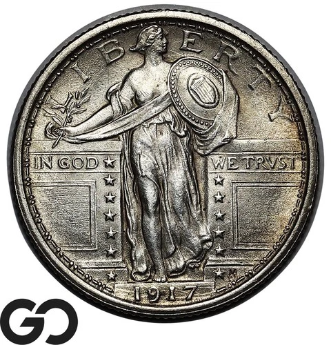 1917 Standing Liberty Quarter, Full Head, Lustrous Solid Gem BU++ FH