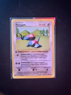 Pokemon 1st Edition Shadowless Base Set Porygon Excellent!