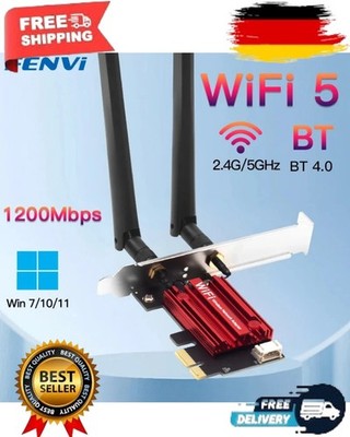 1200 Mbit PCIe PCI-Express WLAN Karte WiFi 2,4/5 GHz Dual-Band Netzwerkkarte PC