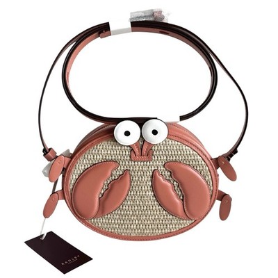 RADLEY Handtasche Terracotta Raffia und Leder kleine Umhängetasche - Clawde Crab