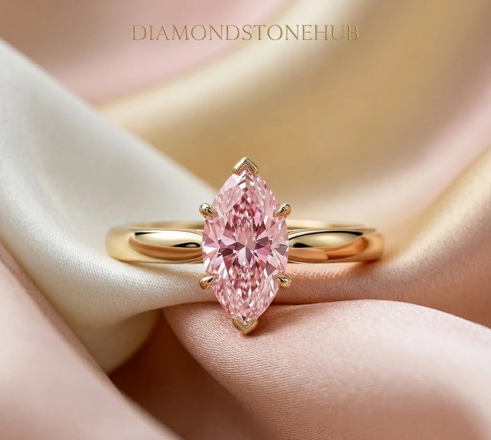 1 Ct Marquise Cut Pink Diamond Ring