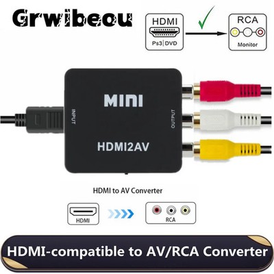 Grawibeou 1080P Compatible HDMI to RCA AV/CVSB L/R Video Box HD Converter...