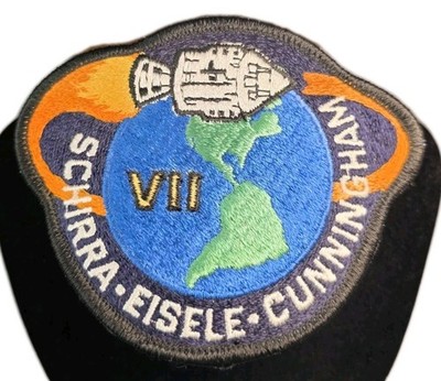 Apollo VII Schirra Eisele Cunningham Vtg 3'' Tall Patch K1