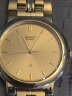 Vintage Seiko SX Seiko Men V701-1K00 Dress Gold Tone Quartz 33mm Watch 6 3/4"
