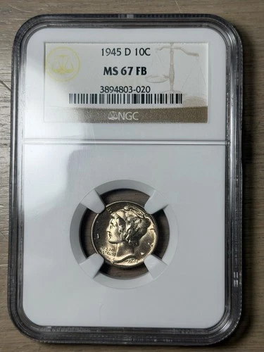 1945 D Mercury Dime NGC MS 67 FB Full Bands