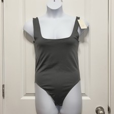 Women s Gray Seamless Tank Bodysuit Size Large - A New Day