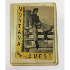 Vintage 1938 Montana Guest Ranch Souvenir Decal  Cowgirl on Fence