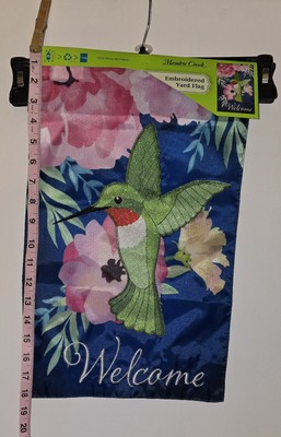 Meadow Creek Hummingbird Welcome Embroidered 11.5x18'' Garden Flag NEW