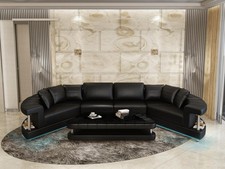 Wohnlandschaft Trapez Förmige Rund Ecksofa Sofa Runde Couch Polster U Form + USB