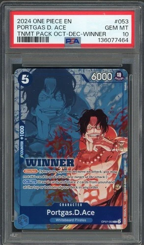 PSA 10 Portgas D. Ace (Tournament Pack Oct-Dec Winner) OP07-053 EN One Piece B28