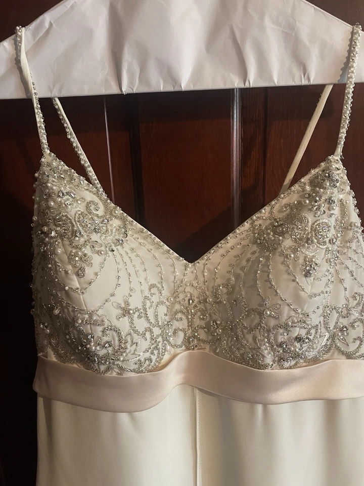 Hermoso Vestido de Novia Eden’s Color Crema Con Cuentas Talla 12 Foto 2 de 4