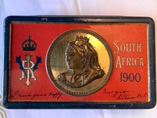 Queen Victoria Boer War 1900 chocolate tin with original Rowntree contents