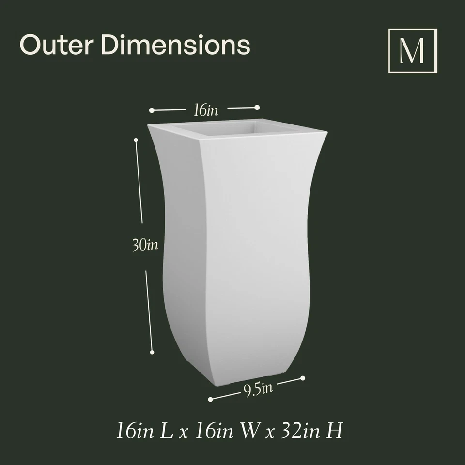 Maceta Valencia 30 pulgadas de alto - Azul Neptuno - 16 pulgadas x 16 pulgadas x 30 pulgadas - con extraíble... Foto 4 de 4