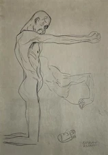 Gustav Klimt COA Painting Original Drawing Signed Art on Paper