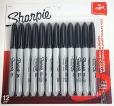 Sharpie Permanent Markers, Fine Point, Black, 12 Count