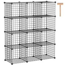 C&AHOME Wire Cube Storage, 12-Cube Storage Organizer Metal, C Grids Storage B...