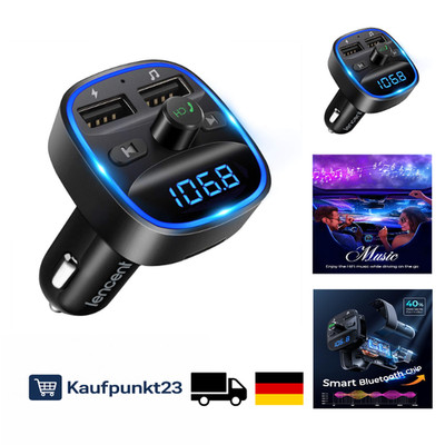 LENCENT Bluetooth FM Transmitter Auto Musik Adapter 2 USB Ports SD USB Stick