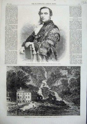 Alter antiker Druck 1863 William Lawrence Bürgermeister Flutdorf Comer See Kunst 19.