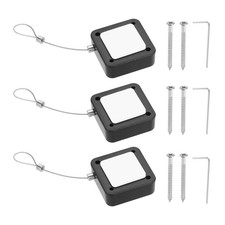 3Pcs, 6.6ft Retractable Remote Control Tether Remote Cable Lock Black Rope Locks