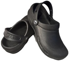 Crocs M6 W8 Bistro Black at Work Clog Shoes Slip Resistant Nursing Chef Comfort