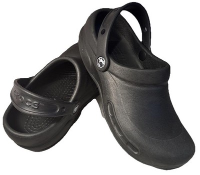 Crocs M6 W8 Bistro Black at Work Clog Shoes Slip Resistant Nursing Chef Comfort