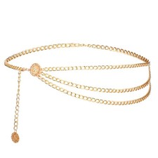 LXUEJIE Multilayer Metal Waist Chain, Gold Chain for one size, gold