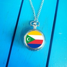 Comoros Flag Pocket Watch. Comorian Gift for Him. Patriotic Christmas Present.