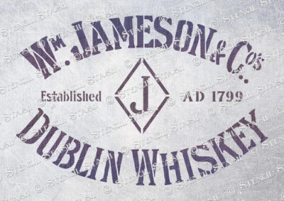 Irish Whiskey STENCIL 4 sizes JW Vintage Sign Crate Furniture SUPERIOR 250 MYLAR