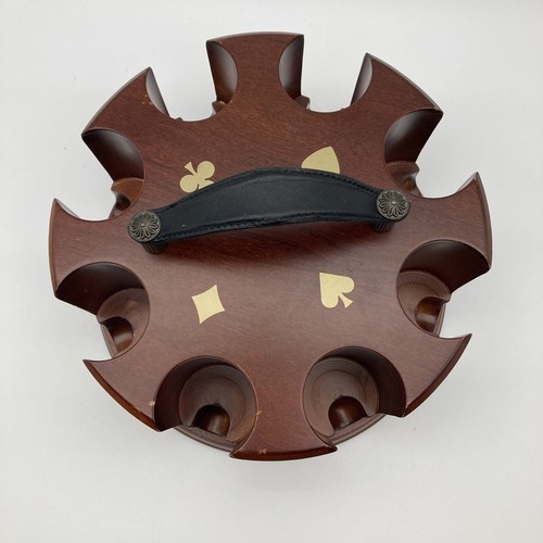 "Set chip poker rotanti legno mogano vintage BOMBAY supporto giostra, 8"" x 4"" - Foto 10 di 10