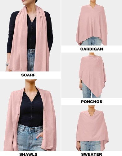 Women's Versatile Knitted Shawls Scarf Poncho Sweater Buttons Thermal Wrap Cape - Picture 96 of 165