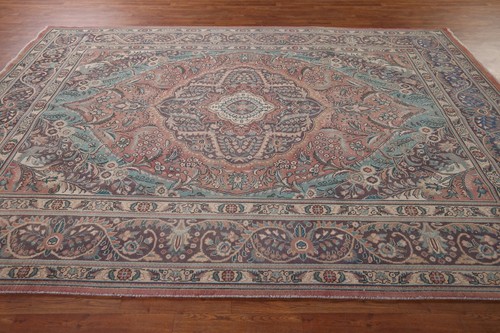Vintage Pink/ Gray Floral Tebriz Traditional Handmade Living Room Rug 8x11 ft. - 第 9/12 張圖片